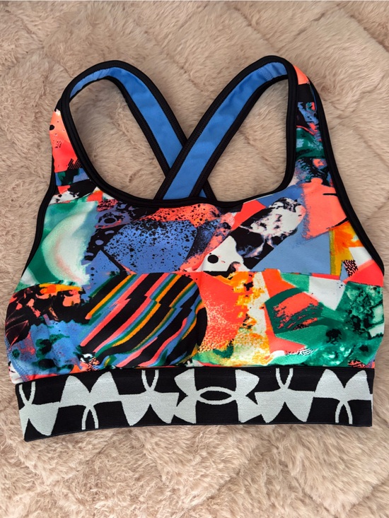 Under Armour Other - Under Armour Neon Multi-Color Compression Sports Bra with Black Logo Band